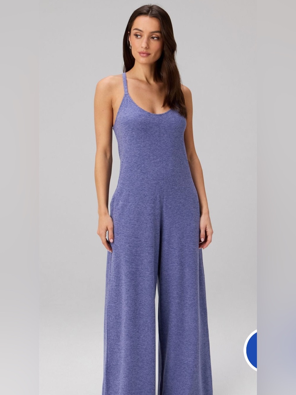 Fabletics Women Cloud Jersey Wide Leg onsie Velvet Dawn Heather size L NWT $125